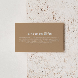 Minimalist Formal Brown Wedding Wishing Well Enclosure Card