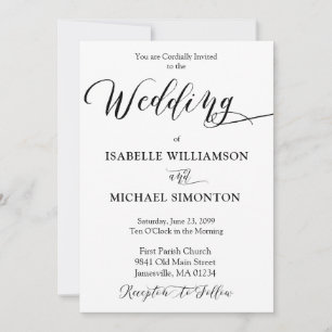 Minimalist Formal Calligraphy Wedding Invitation
