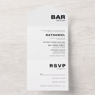 Minimalist Formal Elegant Bar Mitzvah All In One Invitation