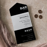 Minimalist Formal Elegant Black Bar Mitzvah   All In One Invitation<br><div class="desc">This minimalist formal elegant black bar mitzvah is perfect for a simple religious celebration. The design features a beautiful font in a black background to compliment your event.</div>