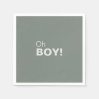 Minimalist Formal Green Oh Boy Baby Shower