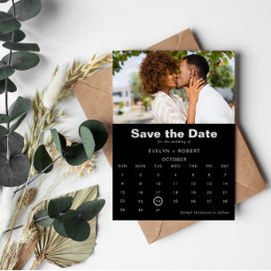 Minimalist Formal Photo Black Save the date Invitation