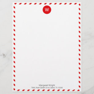 Minimalist Formal Red Air Mail Monogrammed Custom Custom Letterhead