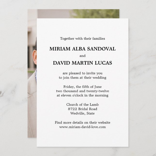 Minimalist Formal Wedding Invitation (Front/Back)