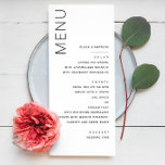 Minimalist Formal Wedding | Modern Elegant Dinner Menu<br><div class="desc">This minimalist wedding menu card features a clean modern layout with elegant typography. Personalised with the couple’s names, it lists the courses in a stylish, easy-to-read format. Perfect for wedding receptions, rehearsal dinners, and formal events. This menu card adds a sophisticated touch to your table setting. Designed to complement a...</div>