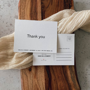 Minimalist Formal Wedding Thank You Postcard