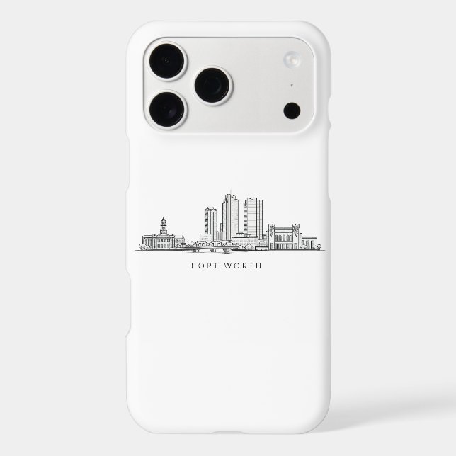Minimalist Fort Worth Skyline Line Art (Back)