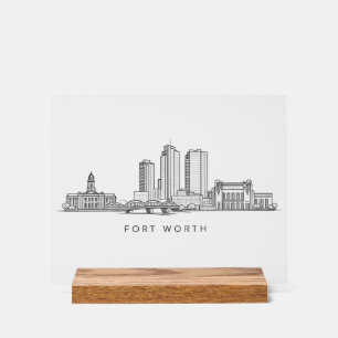 Minimalist Fort Worth Skyline Line Art Acrylic Sign