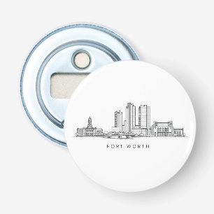 Minimalist Fort Worth Skyline Line Art Bottle Opener