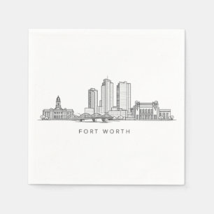 Minimalist Fort Worth Skyline Line Art Napkin