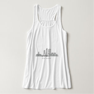 Minimalist Fort Worth Skyline Line Art Singlet