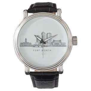 Minimalist Fort Worth Skyline Line Art Watch