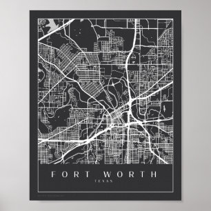 Minimalist Fort Worth Texas Map Art Poster