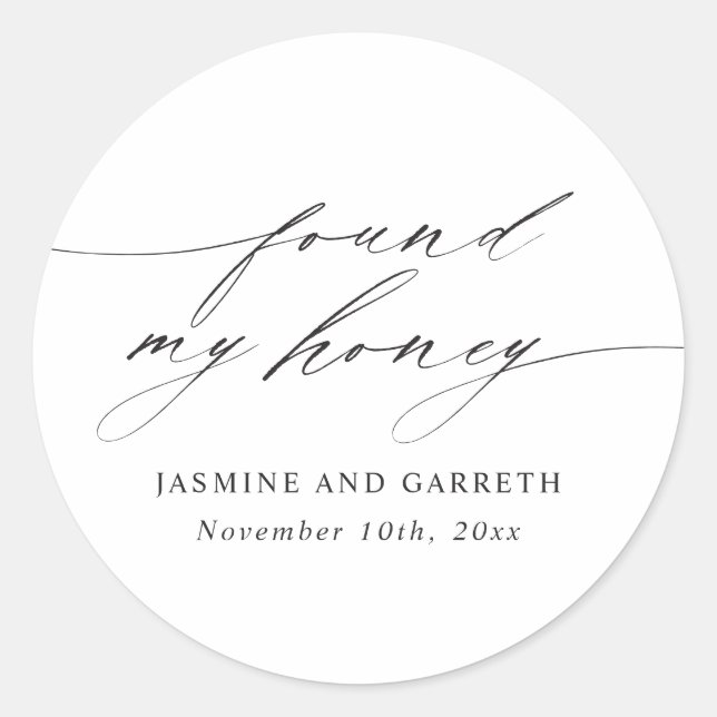 Minimalist Found My Honey Wedding Sticker & Label (Front)