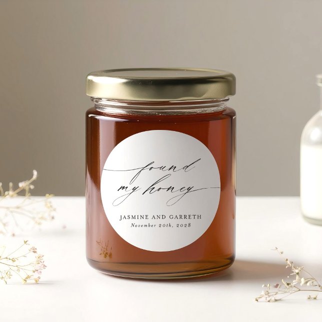 Minimalist Found My Honey Wedding Sticker & Label (Creator Uploaded)