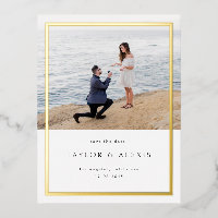 Minimalist Frame Photo Save the Date Gold