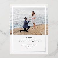 Minimalist Frame Photo Save the Date Silver