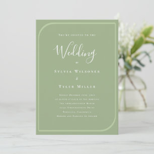 Minimalist Frame Sage Green Wedding Invitation