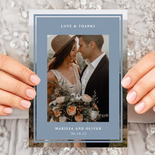 Minimalist  Framed Photo Folded Wedding  Thank You Card