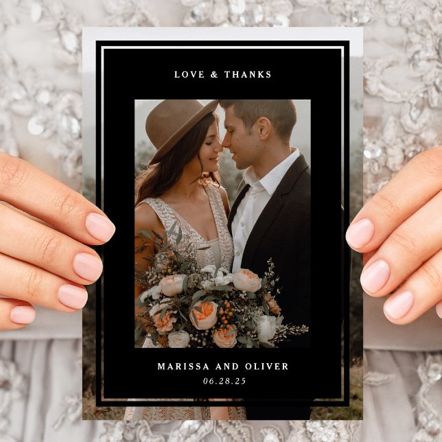 Minimalist  Framed Photo Folded Wedding  Thank You Card (Creator Uploaded)