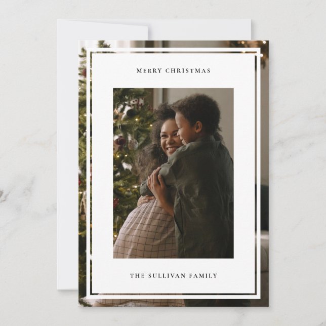 Minimalist Framed Photo  Holiday Card (Front)