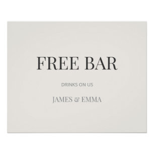 Minimalist ‘Free Bar’ Wedding Sign Warm Ivory