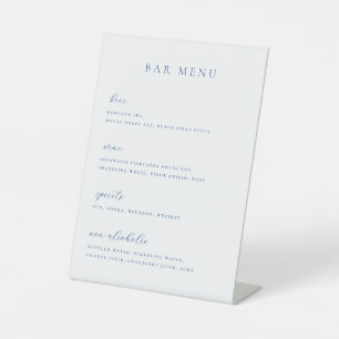 Minimalist French Blue Bar Menu List Pedestal Sign