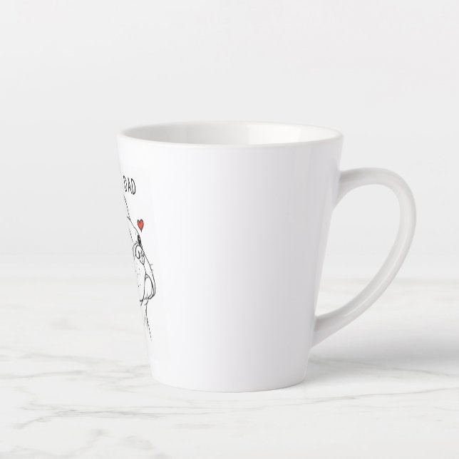 Minimalist French Bulldog "Best Dog Dad" Line Art  Latte Mug (Right)