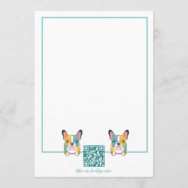 Minimalist  – French Bulldog & QR Code  Card (Back)