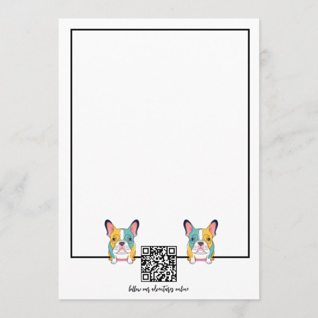 Minimalist  – French Bulldog & QR Code  Card (Back)