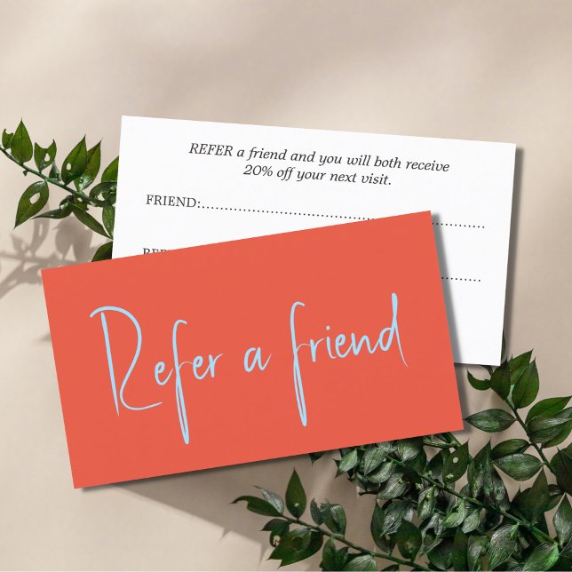 Minimalist Fresh Elegant Orange Blue  Referral Card (Creator Uploaded)