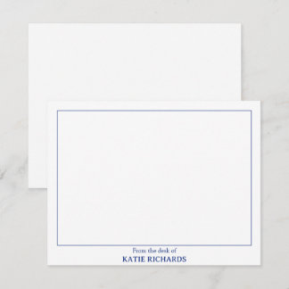 Minimalist From the desk of Square Border Blue Card