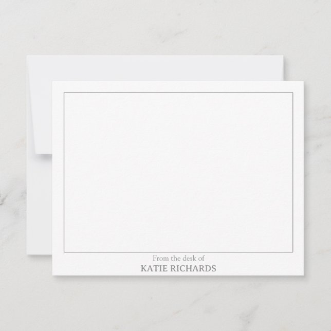 Minimalist From the desk of Square Border Grey Card (Front)