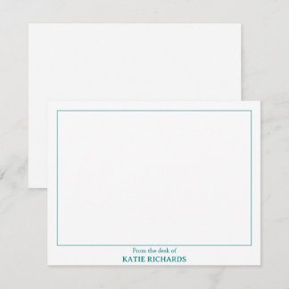 Minimalist From the desk of Square Border Teal Card