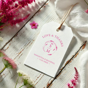 Minimalist Fuchsia Favour Tags Monogram Crest