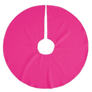 Minimalist fuchsia hot pink solid plain modern brushed polyester tree skirt