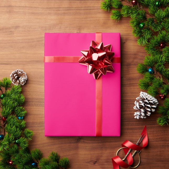 Minimalist fuchsia hot pink solid plain modern wrapping paper (Holiday Gift)