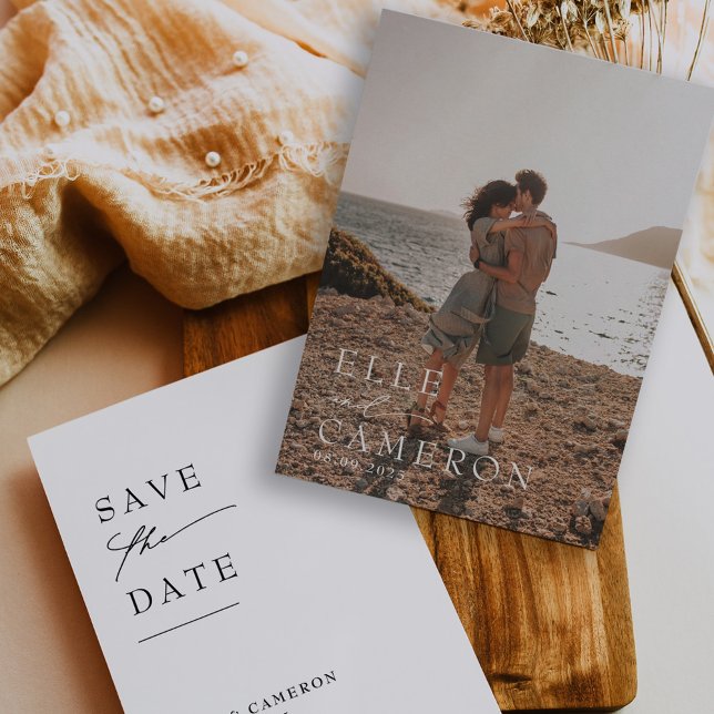 Minimalist Full Photo Modern Calligraphy Wedding Save The Date (Creator Uploaded)