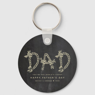 Minimalist Fun Chalkboard Dad Monogram Key Ring