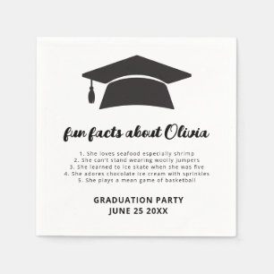 Minimalist Fun Facts Grad Cap Graduation Party Napkin