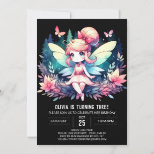 Minimalist Fun Fairy Birthday Invitation