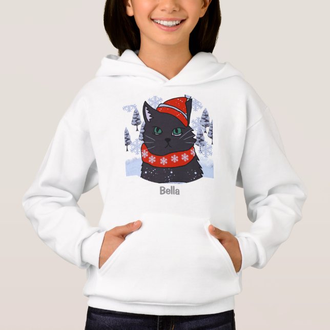 Minimalist Fun Holiday Black Cat with an Attitude (Front)