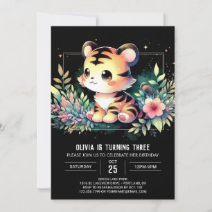 Minimalist Fun Tiger Birthday Invitation
