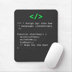 Minimalist function startDay() Developer Joke Mouse Pad
