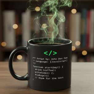 Minimalist function startDay() Developer Joke Mug