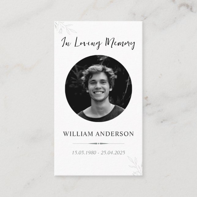 Minimalist Funeral Memorial Prayer Card (Front)