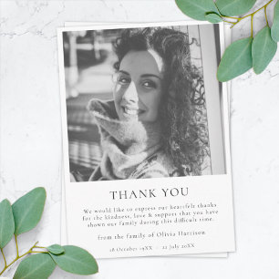 Minimalist Funeral Modern Sympathy Photo Thank You Card