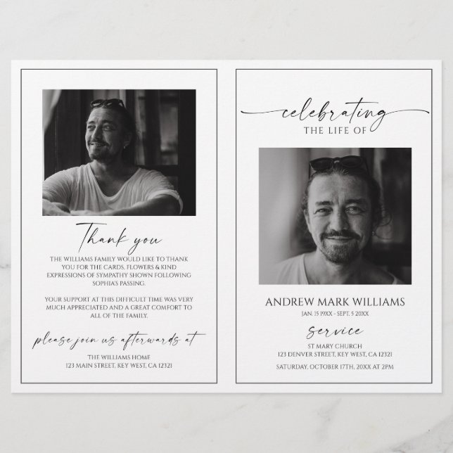 Minimalist Funeral Order of Service Folded Program (Front)