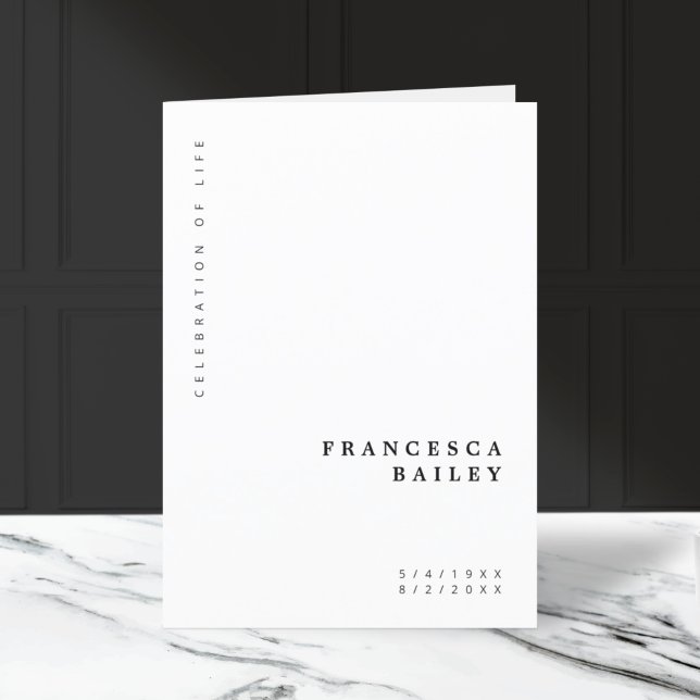 Minimalist Funeral | Order of Service Folded Programme (Creator Uploaded)