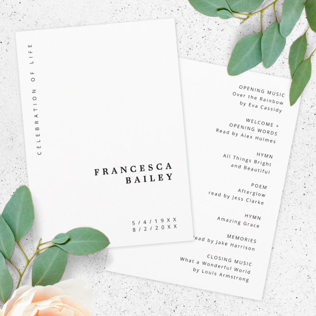 Minimalist Funeral | Order of Service Simple Programme (Creator Uploaded)